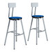 A pair of National Public Seating Titan lab stools with blue seats and backs.