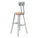 A National Public Seating Titan lab stool with a wooden seat and backrest on a metal frame.