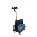 A Unger OmniClean mop cart with two blue buckets on a black and blue trolley.