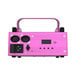 A pink rectangular Chauvet DJ Scorpion Storm RGBY 4-Color LED Laser with black buttons and a handle.