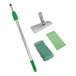 An Unger SpeedClean window cleaning mop and green cloth.