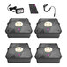 Four black rectangular Ape Labs Mini 2.0 boxes with lights on top and remote controls.