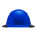 A blue Lift Safety full brim hard hat with a black rim.