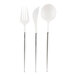 White plastic Sophistiplate cutlery including forks and spoons.