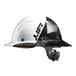 A white and black Lift Safety Dax Fifty50 full brim hard hat with a camo design.