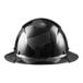 A black Lift Safety Dax hard hat with a camouflage pattern.