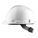 A white Lift Safety hard hat with a strap.