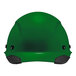 A green Lift Safety hard hat with a black cap brim.