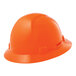 An orange Lift Safety full brim hard hat with a 4-point ratchet suspension.