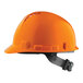 An orange Lift Safety hard hat with a short brim and vented top.