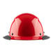 A red Lift Safety Dax hard hat with a black rim.