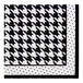 A Sophistiplate Blanc & Noir paper cocktail napkin with a black and white houndstooth pattern.