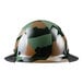 A Lift Safety Dax Jungle Camo hard hat with a camouflage pattern.