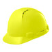 A yellow Lift Safety hard hat with a short brim and vents.