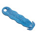 A blue plastic Klever Kutter box cutter with a hole in the middle.