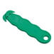 A green plastic Klever Kutter box cutter with a hole in the handle.