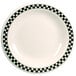 Homer Laughlin by Steelite International Black Checkers 9 3/8" Creamy White / Off White China Plate - 24/Case Main Thumbnail 1