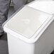 A white plastic container lid for a Cambro IBS27 ingredient bin.