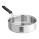 A silver Vollrath stainless steel saute pan with a black handle.