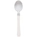 WNA Comet RFDTS480I Reflections Duet 6 1/2" Stainless Steel Look Heavy Weight Plastic Teaspoon with Ivory Handle - 480/Case Main Thumbnail 2
