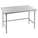 Advance Tabco TFMS-246 24" x 72" 16 Gauge Open Base Stainless Steel Commercial Work Table with 1 1/2" Backsplash Main Thumbnail 1