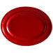A red oval platter with a black border.