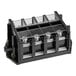 A black plastic Cooking Performance Group terminal block with four black plastic plugs.