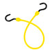 A yellow Better Bungee cord with black overmolded nylon hooks.