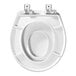 A white round Mayfair by Bemis Little 2 Big plastic toilet seat with hinges.