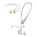 A T&S wall-mounted pre-rinse faucet kit with hoses and pipes, including a 12" swing nozzle.