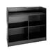 A black Ledgetop cash register counter with slatwall front.