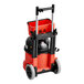 A red and black NaceCare Solutions canister vacuum cleaner with a black handle.