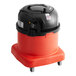 A red and black NaceCare Solutions canister vacuum on wheels.