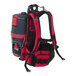 A red and black NaceCare Solutions cordless backpack vacuum with a 15" hard floor tool.