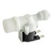 A white plastic Cooking Performance Group water solenoid valve with a white plastic plug.