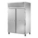A True Spec Series white reach-in freezer with two solid doors.