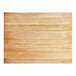 A wood cutting board with rounded edges.