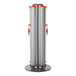 A ZonePro Dual Rolling Stanchion with orange and silver accents and white safety banners.