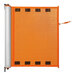 An orange and black plastic ZonePro safety barrier with a metal bar.