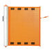 An orange and white ZonePro portable safety banner with a white pole.