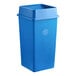 A blue Lavex square recycling bin with a lid and recycle symbol.