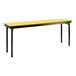 A National Public Seating marigold rectangular plywood folding table with black legs.