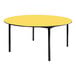 A marigold National Public Seating round folding table with black T-mold edge.