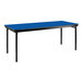 A National Public Seating Persian Blue rectangular table with black legs.