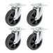 A 4-pack of black rubber swivel casters for carpeted luggage carts.