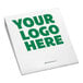 A white business card with green lettering that says "Your logo here"