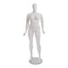 An Econoco Amber plus size female mannequin with left leg forward on a metal stand.