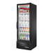 A True black refrigerated glass door merchandiser filled with milk and dairy.
