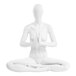 A white Econoco female mannequin seated in a lotus yoga pose.