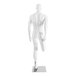 An Econoco Fit Male Stretching Mannequin with hands on the side, standing on a white background.